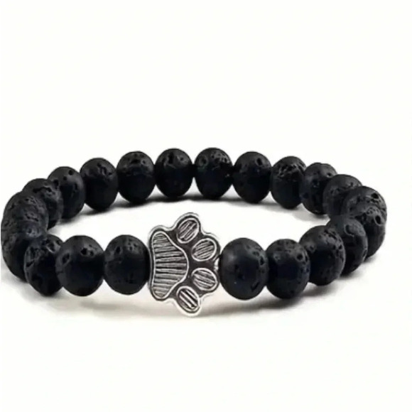 Dog Paw Beaded Bracelet Set of Three Teal White Black - Picture 7 of 10